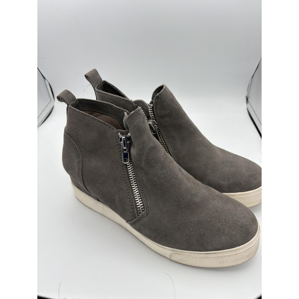 Steve Madden Shoes Womens Size 9.5 Gray Suede Hidden Wedge Zip Sneakers‎ Wedgie